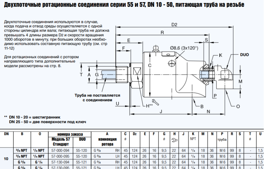 Ротационное соединение 57-130-094 DUO 55-121 DN 10