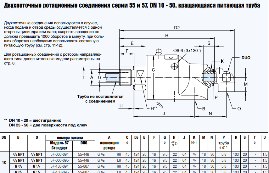 Ротационное соединение 57-000-094 DUO 55-446 DN 10