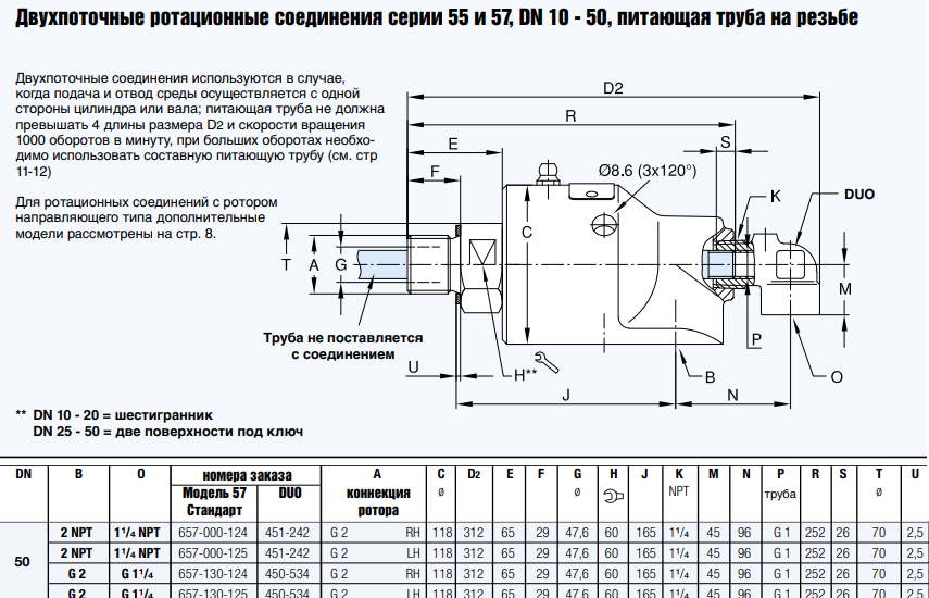 Ротационное соединение 657-130-124 DUO 450-534 DN 50