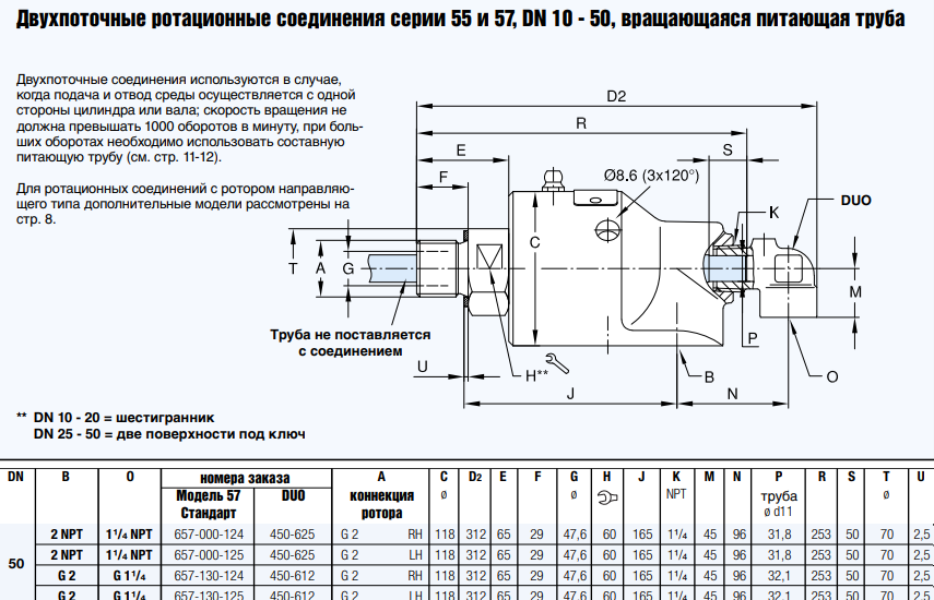 Ротационное соединение 657-000-125 DUO 450-625 DN 50